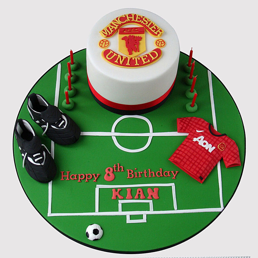 Manchester United Theme Red Velvet Cake