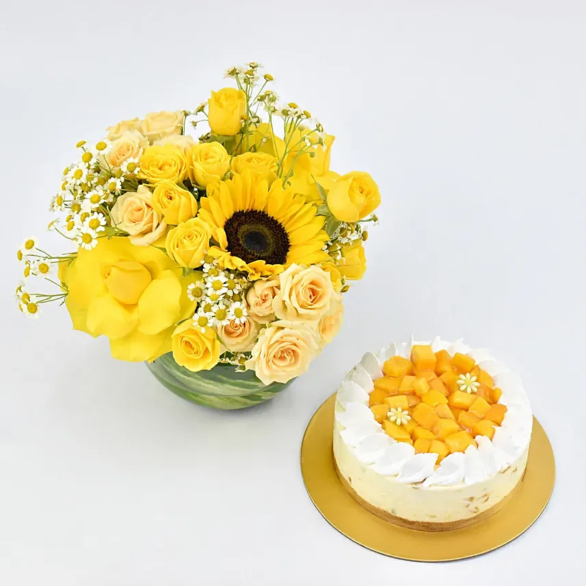 Mango Cheesecake with Flowers