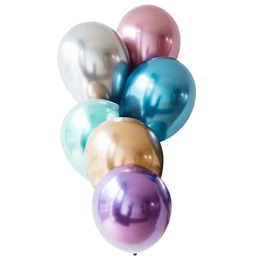مجموعة من 6 بالونات كروم مطاطية ملونة مبهجة