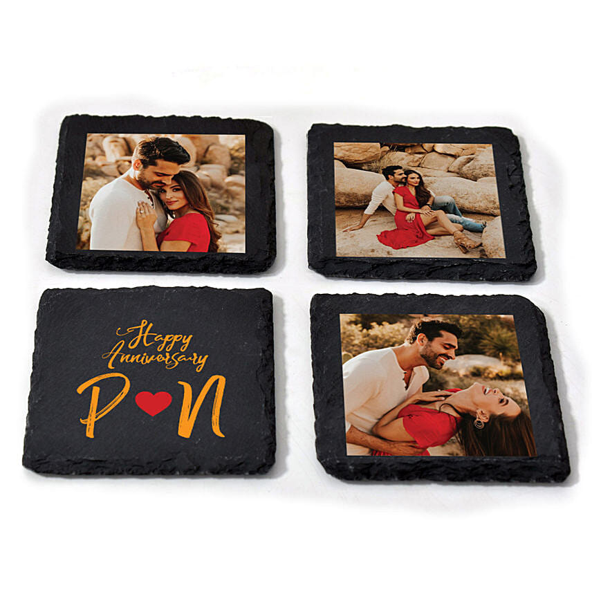 Personalised Anniversary Coasters- Set Of 4