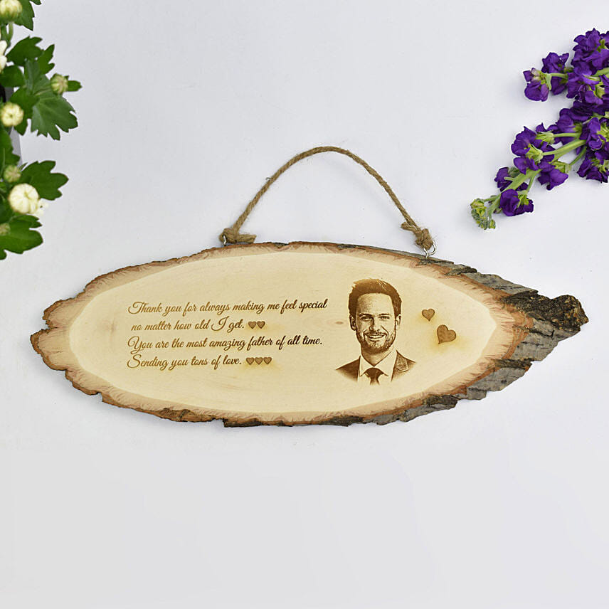 Personalised Engraved hanging Wooden Log for Father