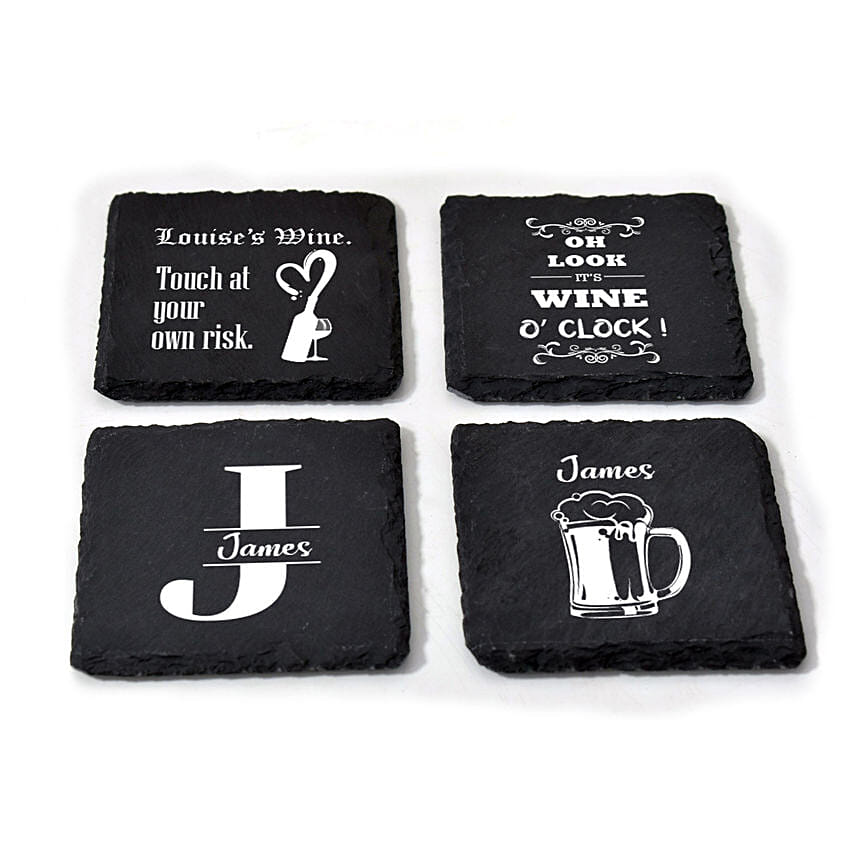 Online Personalised Slate Coasters Set Of 4 Gift Delivery in UAE FNP