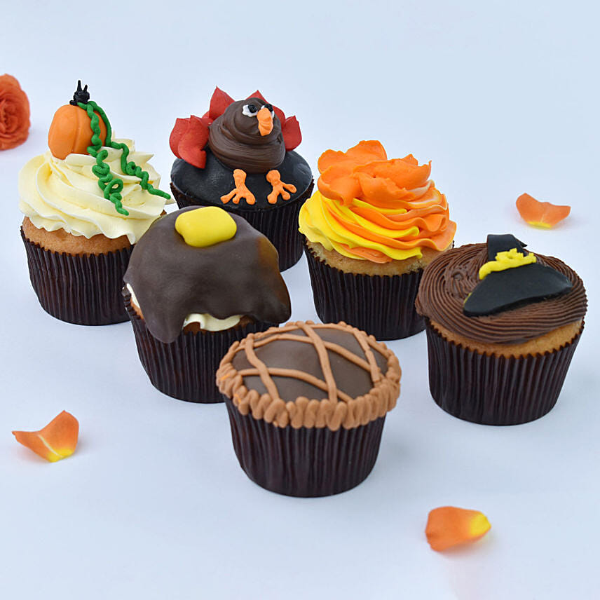 Pumpkin Shape Cupcakes 6 Pcs