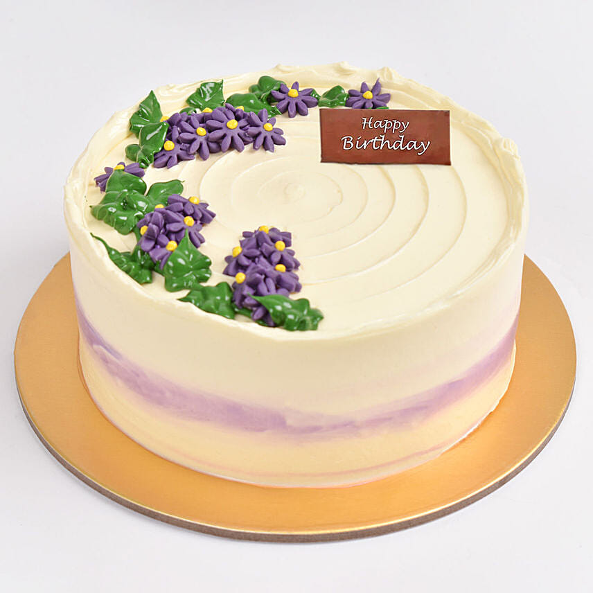 Purple Aster Flowers Chocolate Cake Half Kg