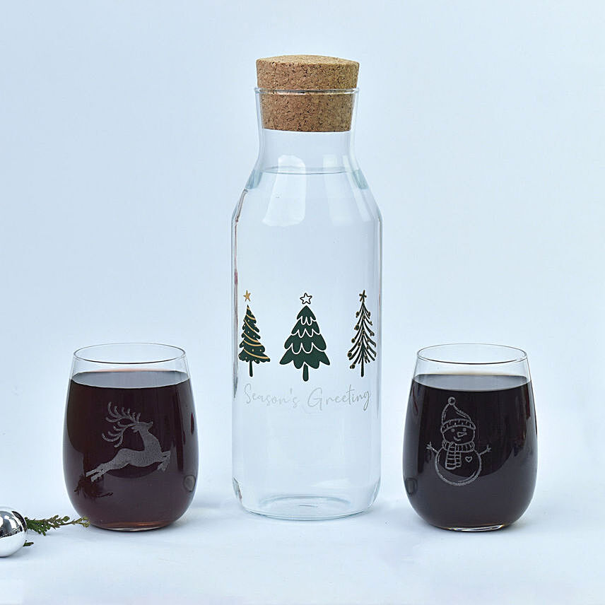 Season's Greetings Bottle and Glass Combo