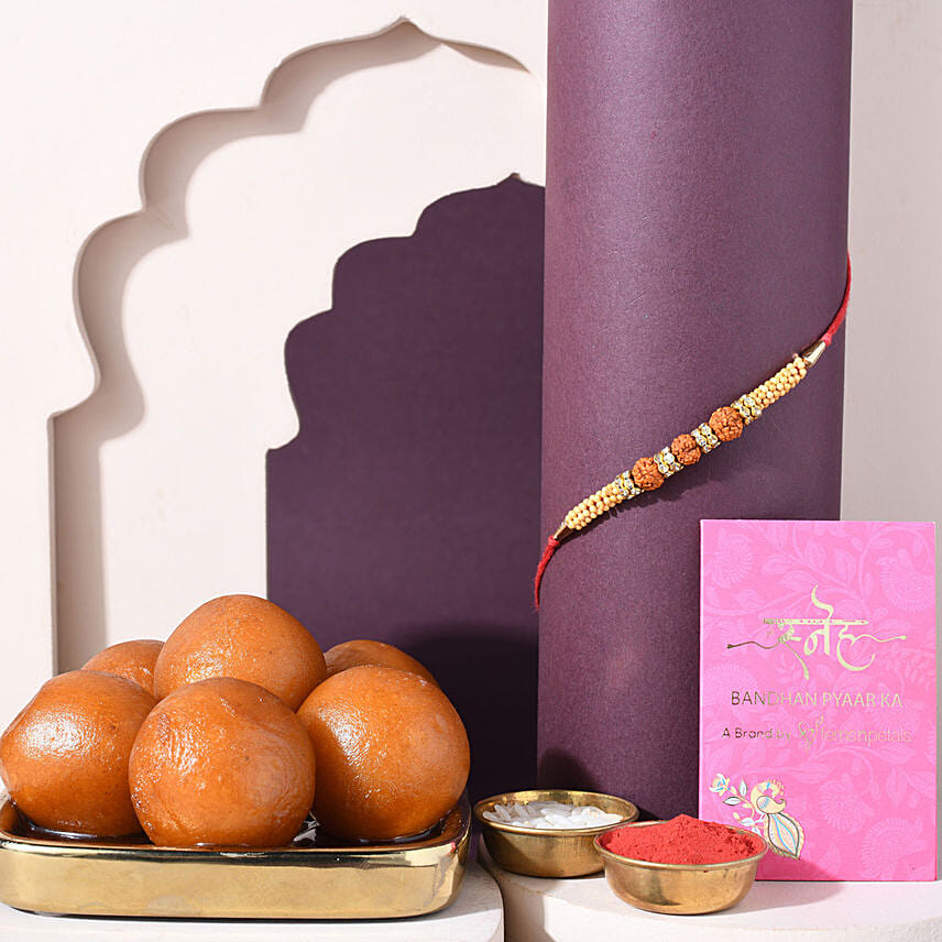 Sneh Feng Shui Rudraksha Rakhi & Gulab Jamun