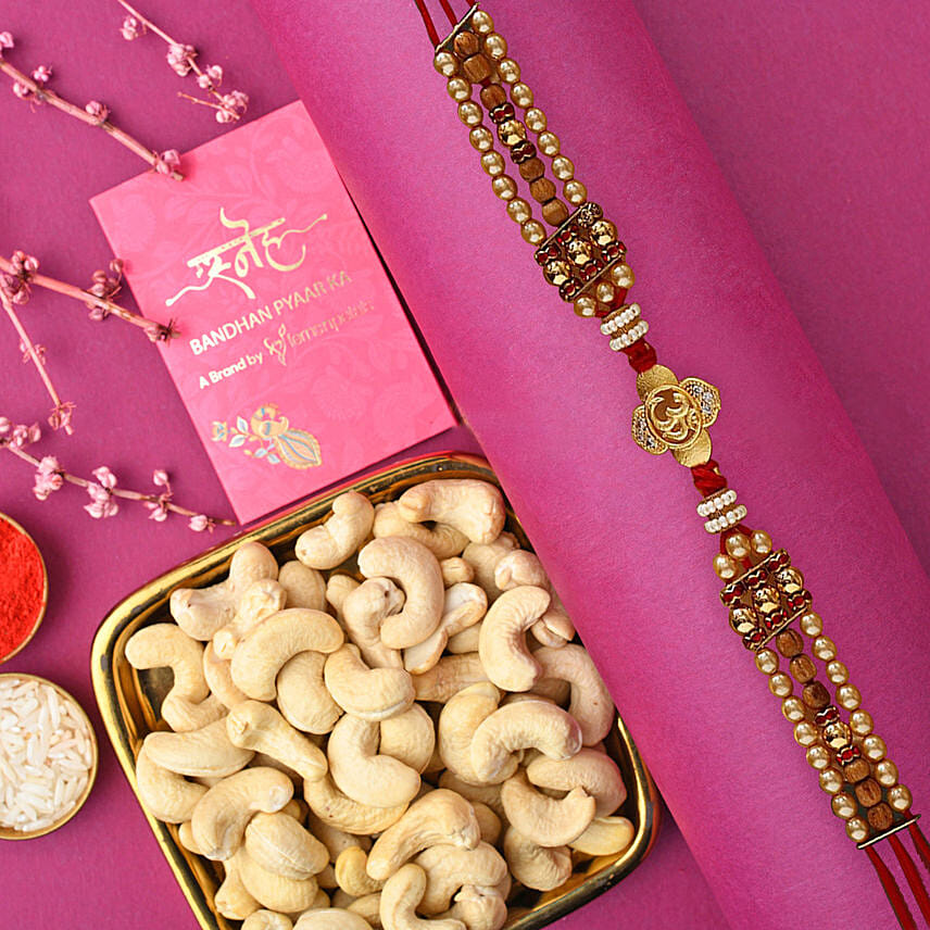 Sneh Shimmering Om Rakhi With Cashew