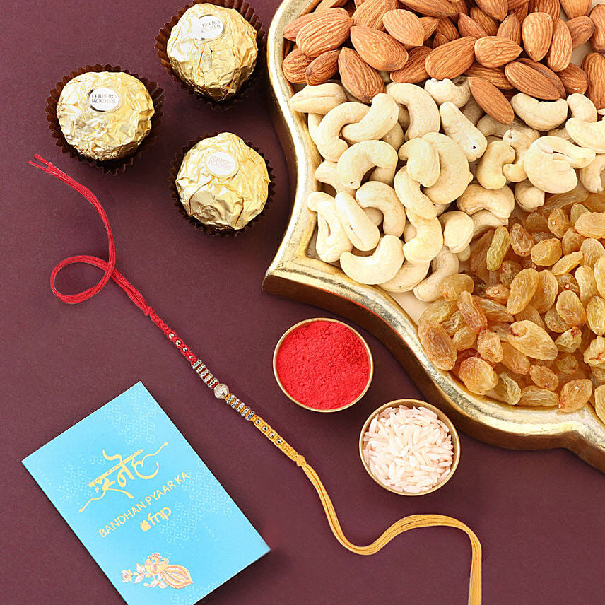 Sneh Shining Beads Rakhi With Rochers & Nuts