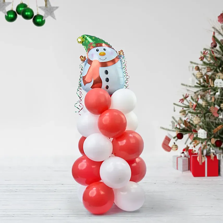 مجموعة ديكور كريسماس - ستاند بالونات مع بالون رجل الثلج