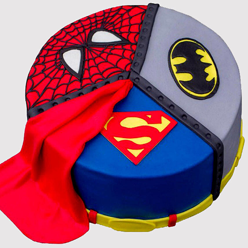 Superheroes Logo Fondant Marble Cake