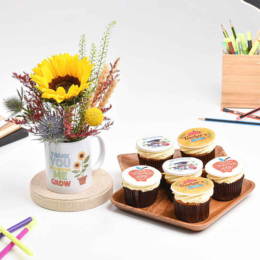 Thanks You Flower With Cupcake For Teacher