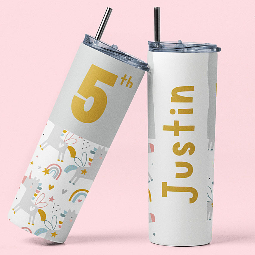 Unicorn Design Birthday Tumbler for Kids