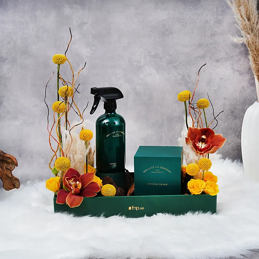 Wallace & Co Fragrance Green Gift Set with Flowers