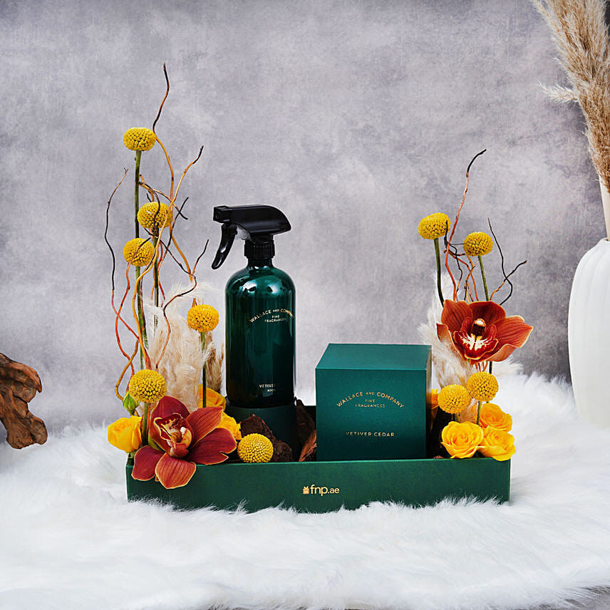 Wallace & Co Fragrance Green Gift Set with Flowers