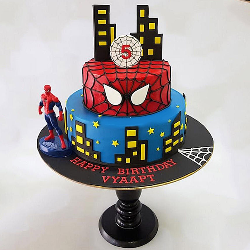 2 Tier Vanilla Spiderman Cake