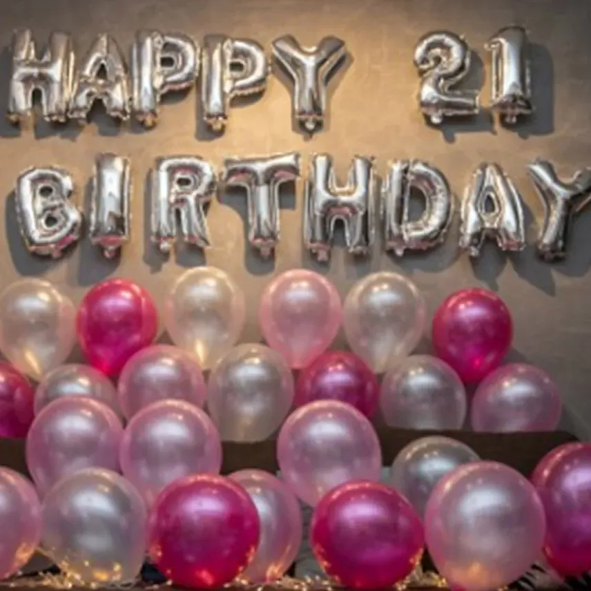 21st Birthday Pink Balloon Decor