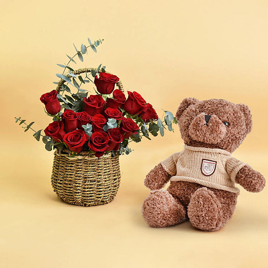Online Basket Full of Love With Teddy Gift Delivery in UAE FNP