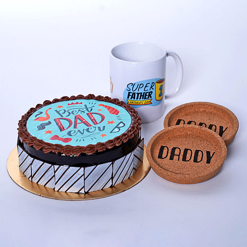 Best Dad Cake With Coasters and Mug