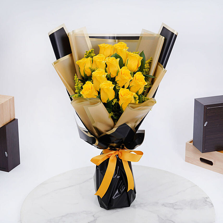 Bright Yellow Roses Bouquet