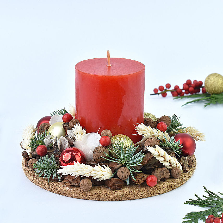Candles with Christmas Decoration