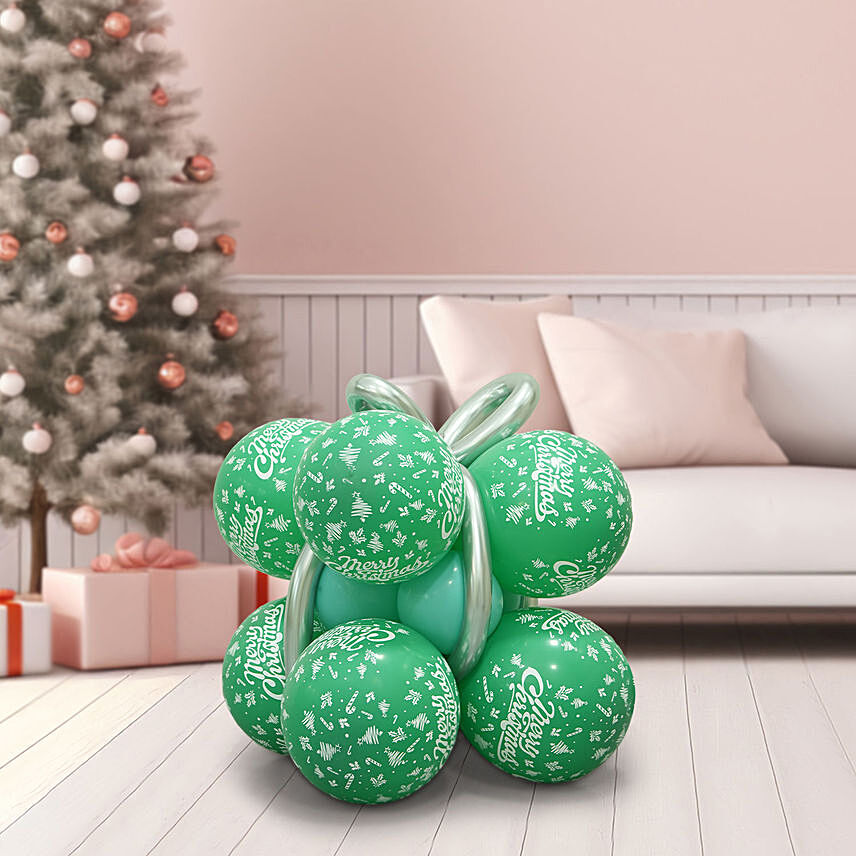 ستاند  بالونات شكل هدية لون أخضر وفضي