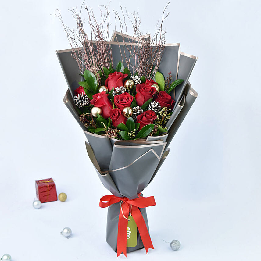 Christmas Wishes Rose Bouquet