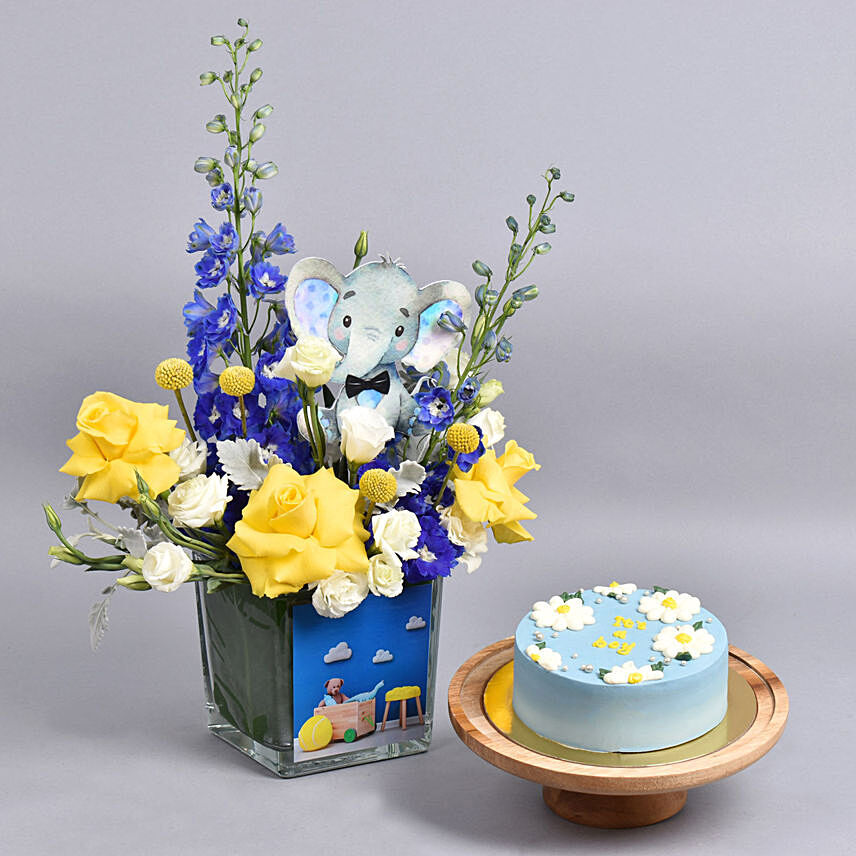 Congrats Its A Boy Flowers And Cake