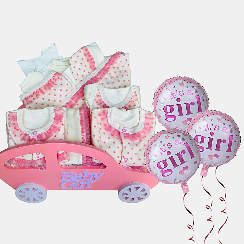 Cotton Blanket Jackets Baby Hamper With Foil Balloons