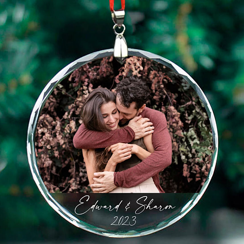 Couple Photo And Names Ornament