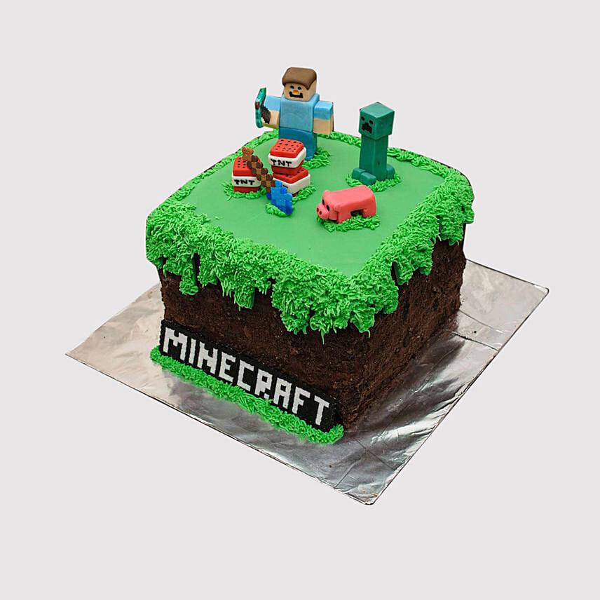 Designer Minecraft Themed Truffle Cake