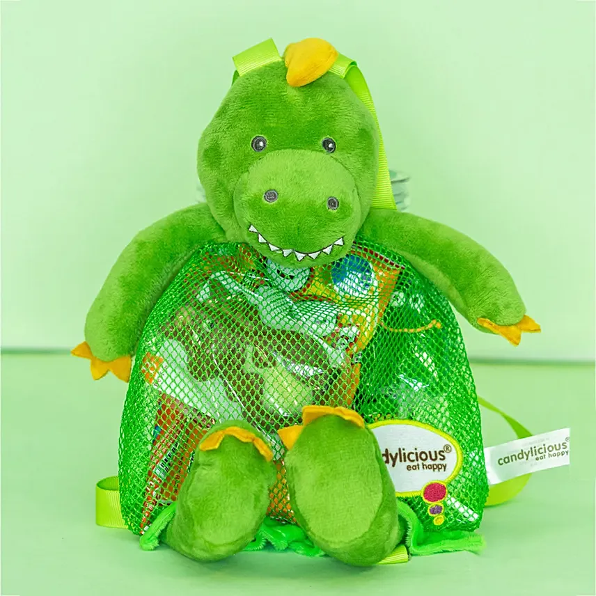 هدايا أطفال - حلويات كاندي ليشيوس في حقيبة دينو الخضراء