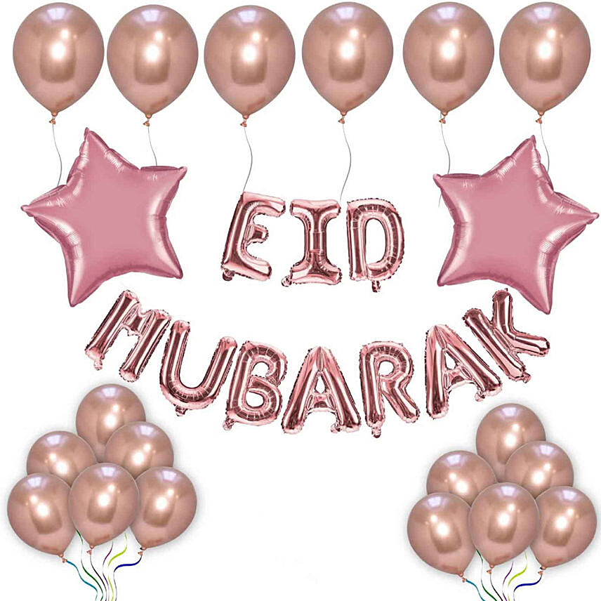 Eid Mubarak Pink Balloons Decor