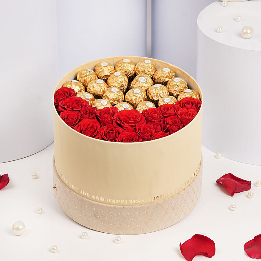 Red Roses and Rochers in a Box