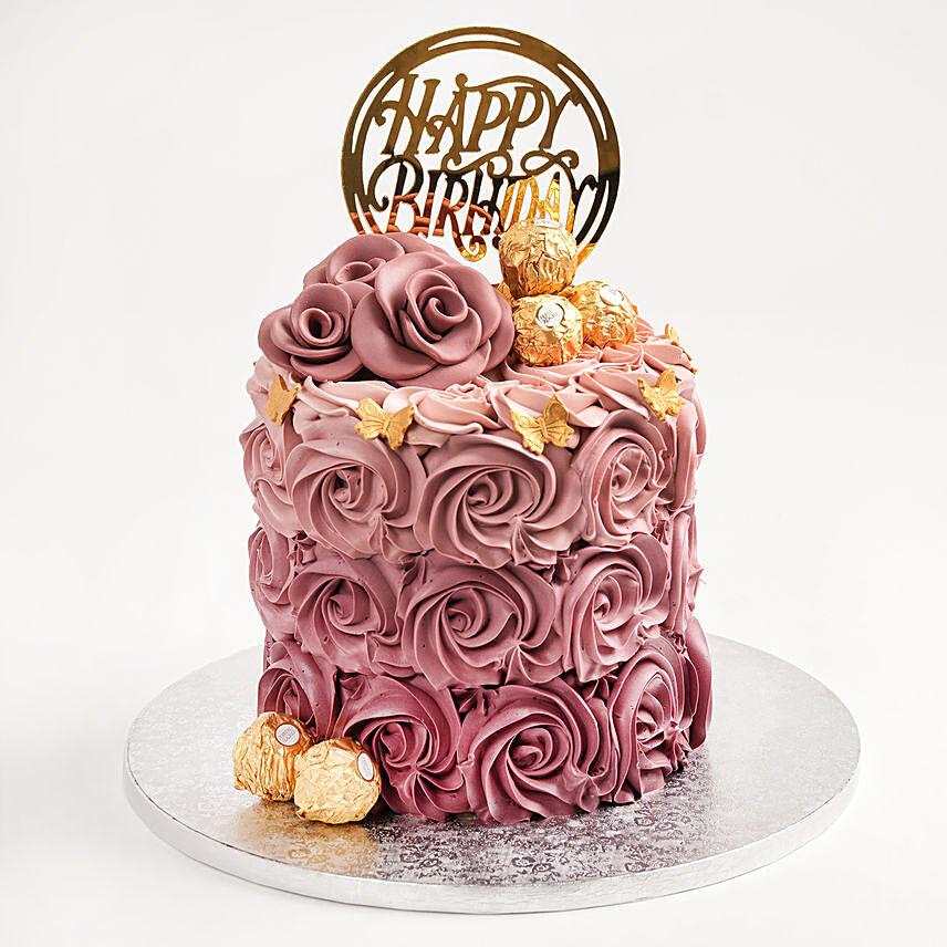 Rosy Birthday Truffle Cake