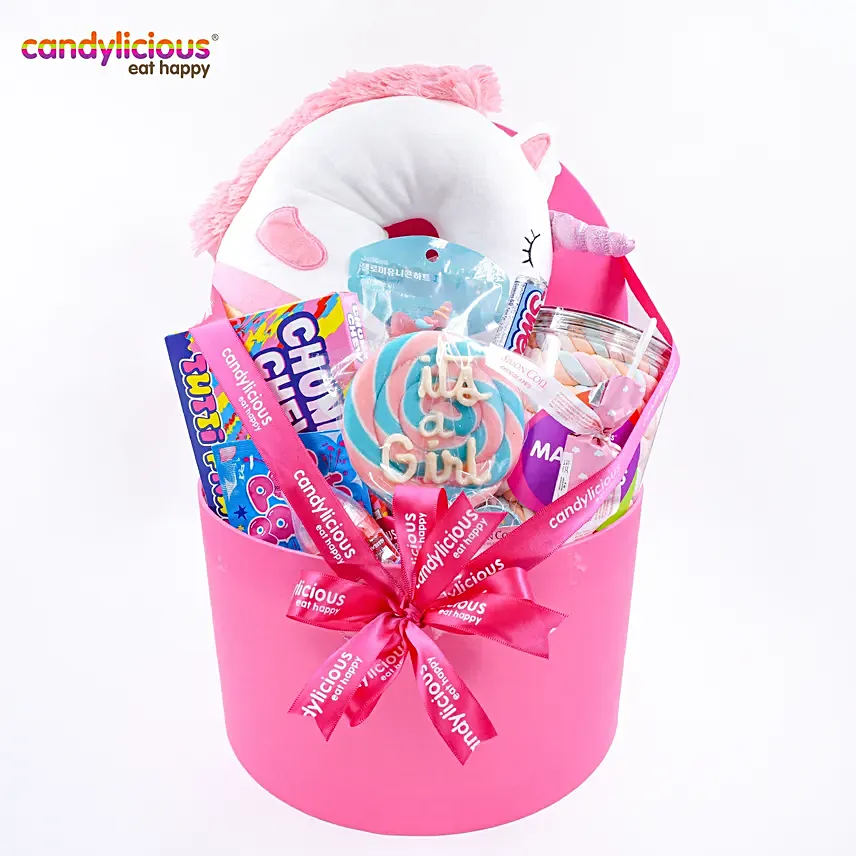 Candylicious Its A Girl Unicorn Gift Box Hamper