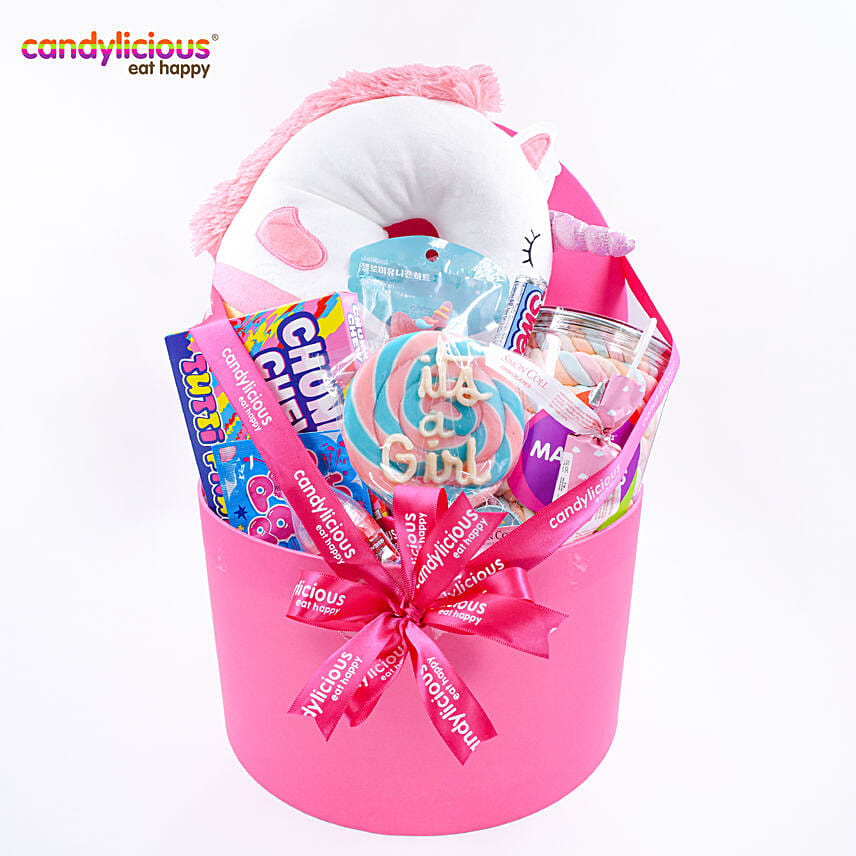 Candylicious Its A Girl Unicorn Gift Box Hamper