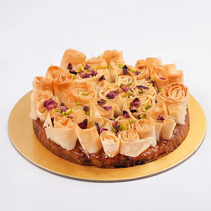 Delighful Baklava Swirls Cake with Pistachio Sprinkles