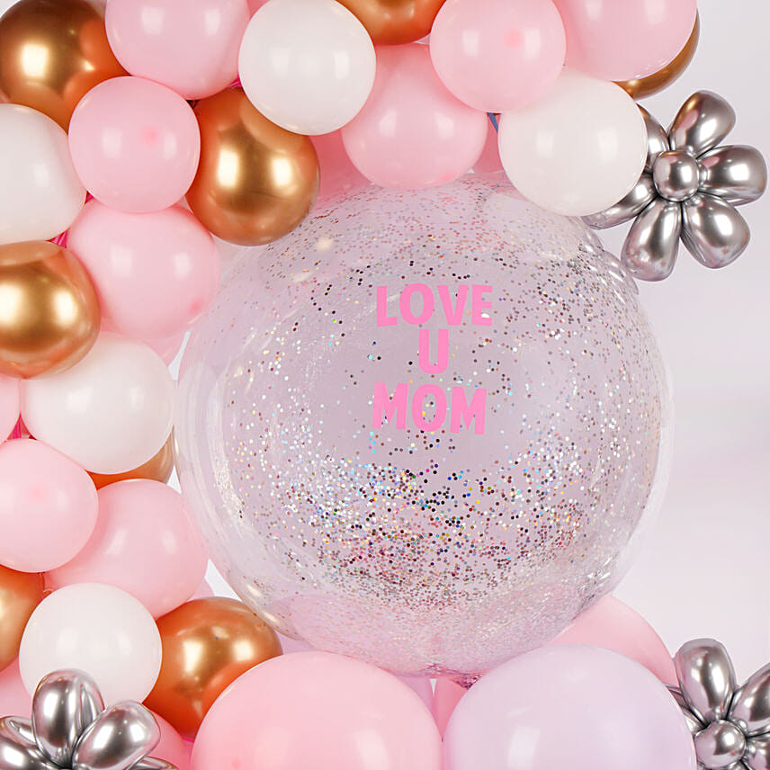 DIWULI 'Love You MOM' Ballon-Set – Muttertags-Geschenk Mit Herz- & Stern-Ballons, Inkl. Aufblashalm & Band