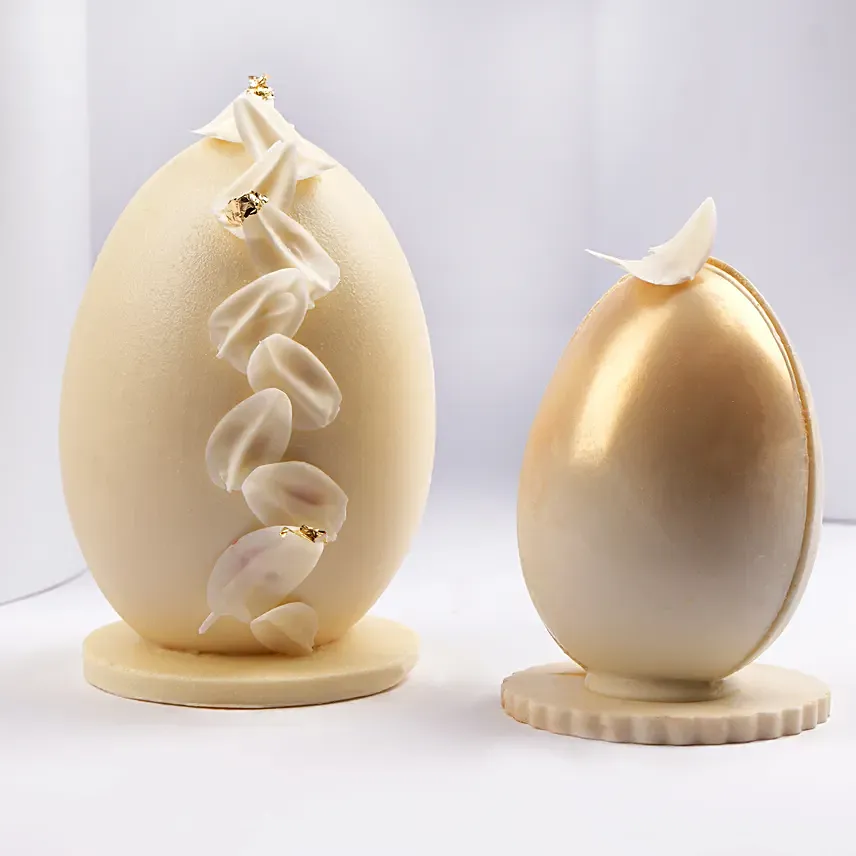 Easter Chocolate Eggs White And Gold