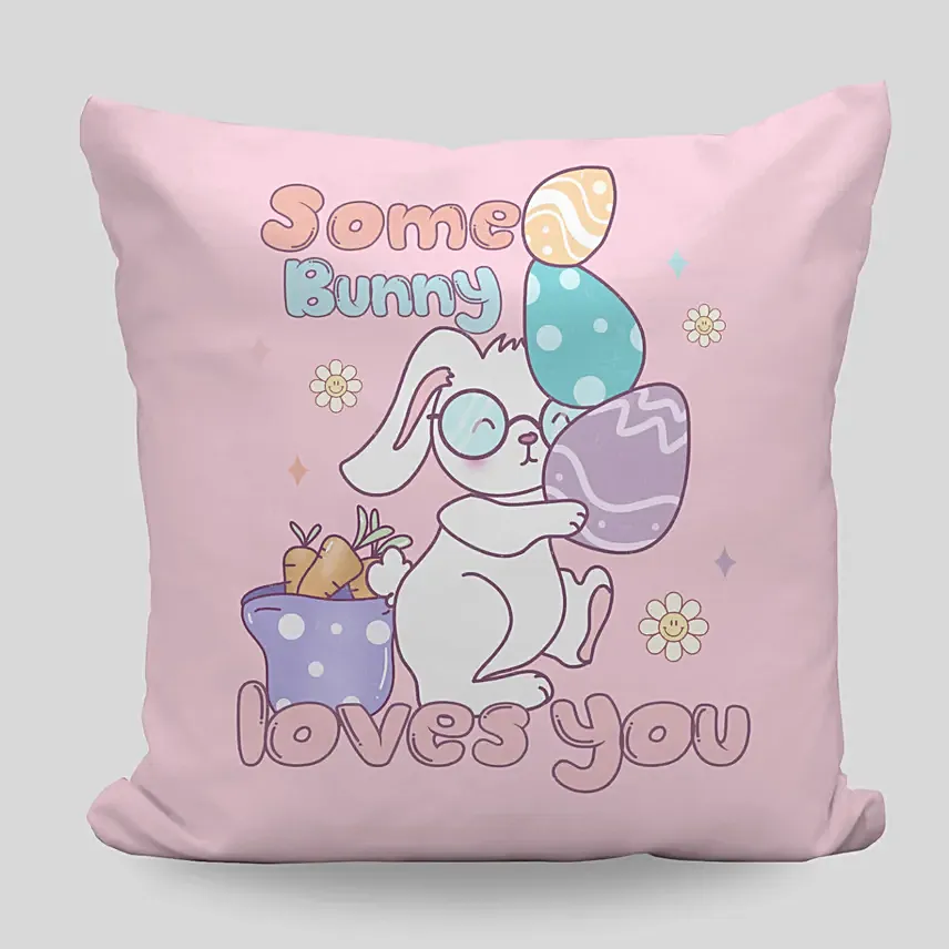 Some Bunny Loves U Pink Cushion