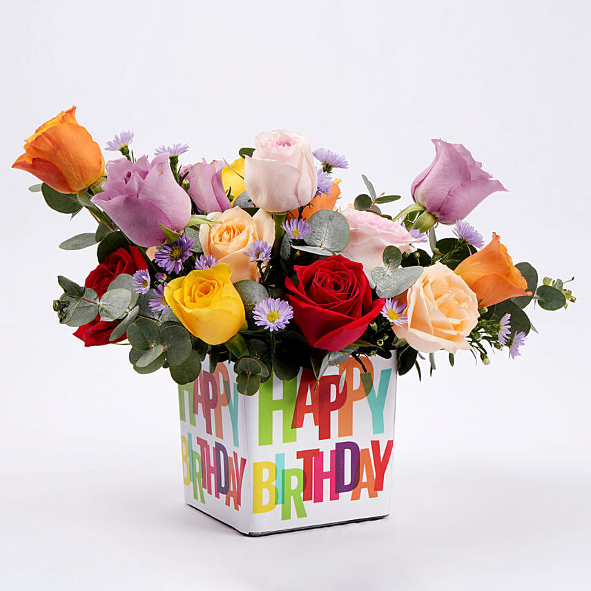 Joyous Birthday Wishes Flowers Vase
