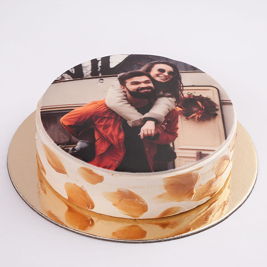caramel Anniversary Photo Cake 1 Kg