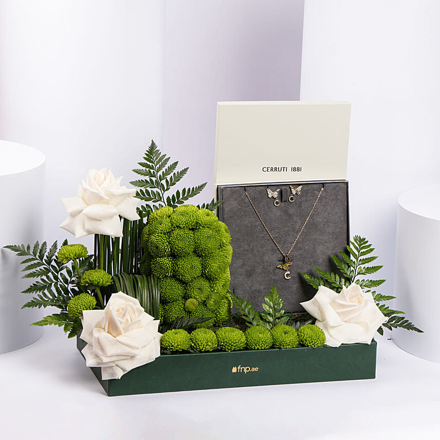 Cerruti 1881 Butterfly Earring and Necklace Gift Set For Her