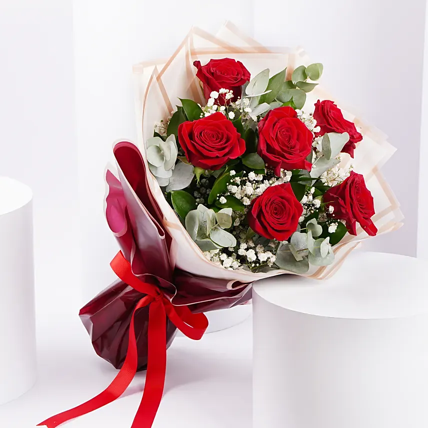 Bouquet of 6 Beautiful Roses