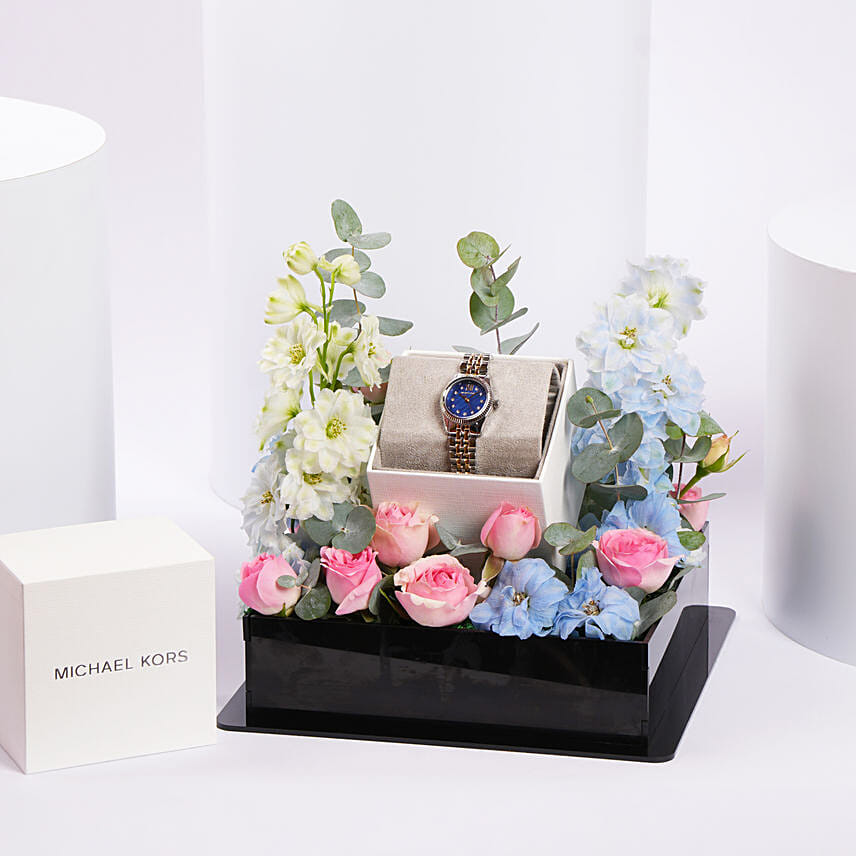 Michael Kors Womens Watch Floral Gift Tray