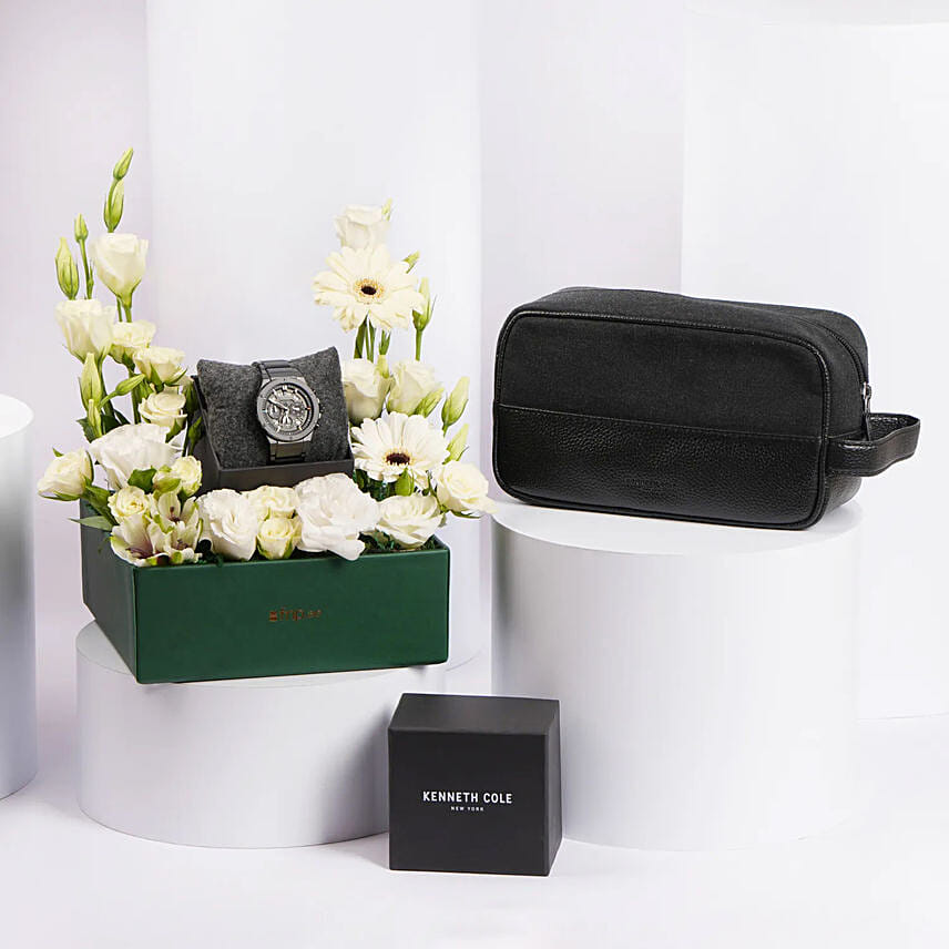 Kenneth Cole Designer Watch with Premium Toiletery Bag for Father day
