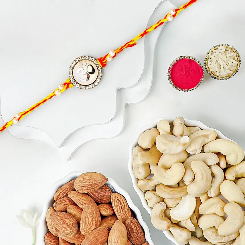 Mystic Essence Om Rakhiand Dry Fruits: Rakhi With Dryfruits 