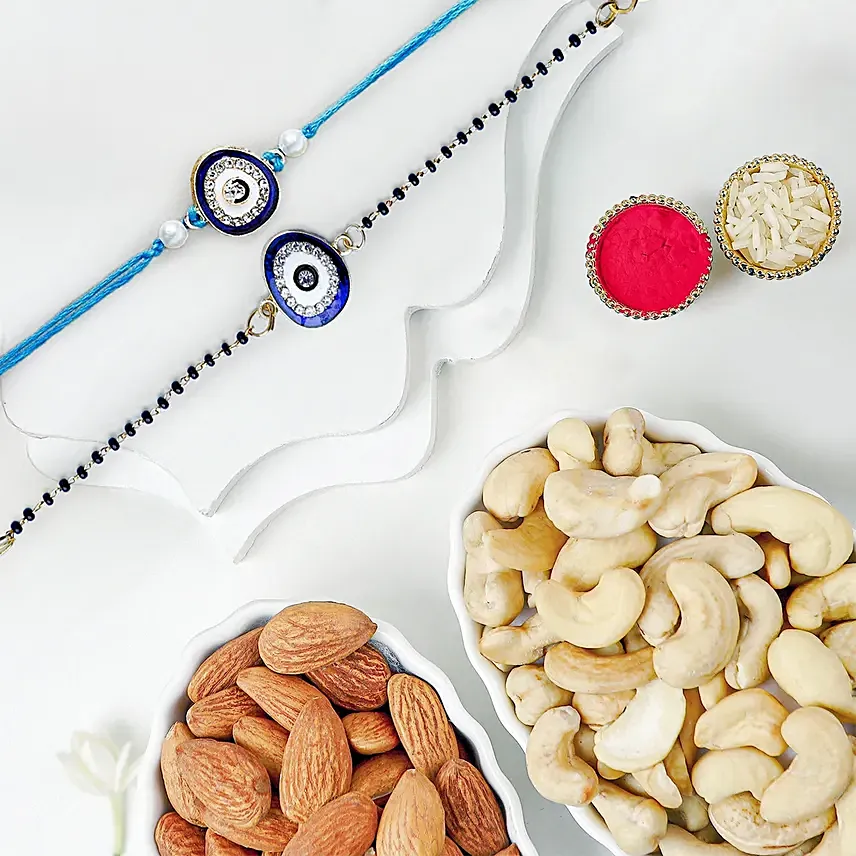 Feng Shui Guardian Evil Eye Bhaiya Bhabhi Rakhi And Cashew And Almonds: 