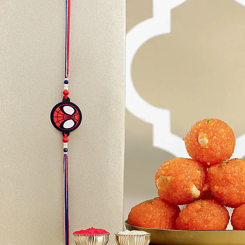 Red Spiderman Kid Rakhi And Motichoor Ladoo: Raksha Bandhan Gifts
