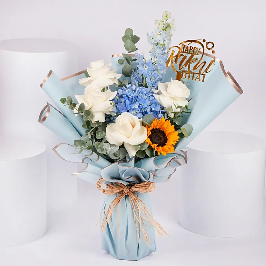 Vibrant Rakhi Bouquet For Bhai: Rakhi With Dryfruits